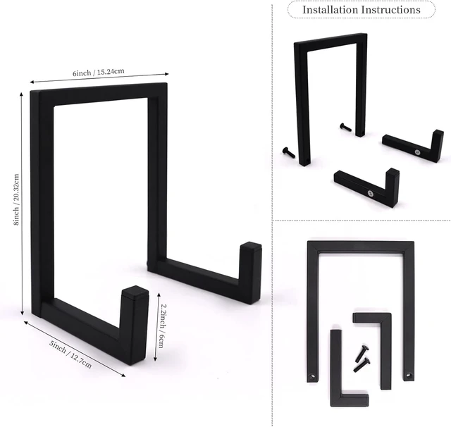 Alt view image 2 of 7 - Vinyl Record Holder, 2 Pcs Metel Tabletop Record Display for Album Magazine Black Record Stand, Now Playing Vinyl Record Stand