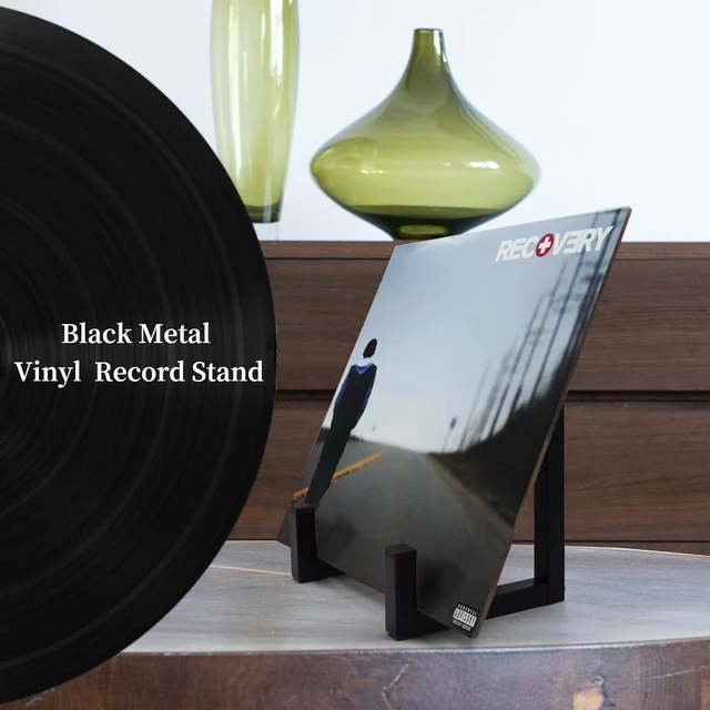 Alt view image 5 of 7 - Vinyl Record Holder, 2 Pcs Metel Tabletop Record Display for Album Magazine Black Record Stand, Now Playing Vinyl Record Stand