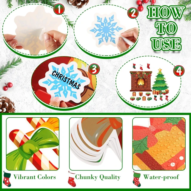Alt view image 3 of 7 - 72 Pcs Christmas Fireplace Bulletin Board, 40 x 43 Inch, Classic Holiday Brick Background Flame, Christmas Tree Candy Snowflakes Cutouts, for Xmas Classroom Wall Decor Holiday Party