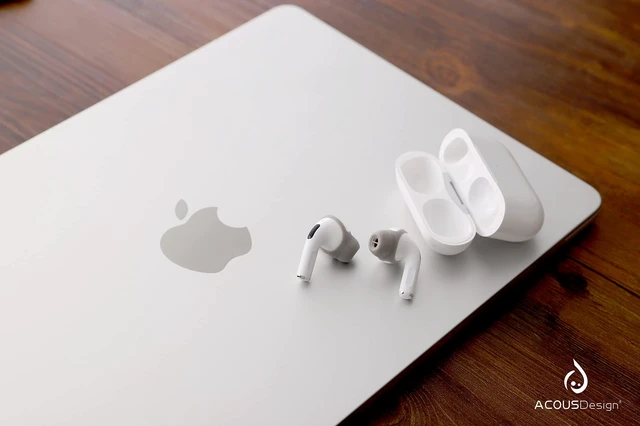 Alt view image 4 of 6 - ACOUS Design Purest Pro Silicone Earbuds Covers Anti-Slip Sport Replacement Ear Tips Enhance Sound Quality Compatible with Apple AirPods 3, AirPods Pro 1 & 2 for Workouts (Pale Blue)