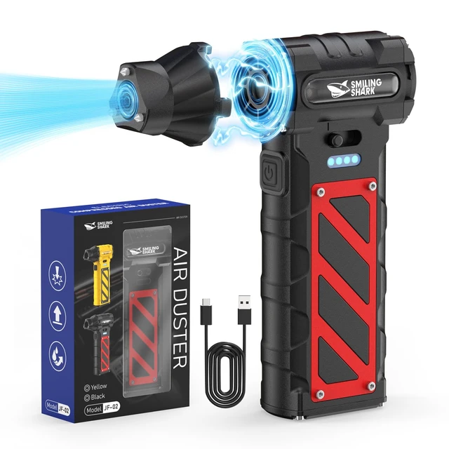 Main image of JF-02 Compressed Air Duster 8000mAh Rechargeable Turbo Power 110000RPM Stepless Speed Electric Air Blower with Emergency Cutter & Hammer Mini Dust Blower for PC/Camping/Car