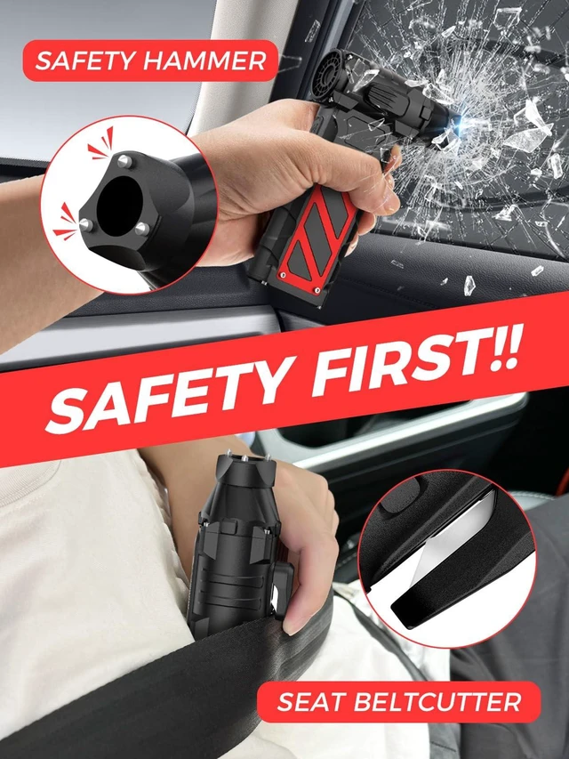Alt view image 5 of 7 - JF-02 Compressed Air Duster 8000mAh Rechargeable Turbo Power 110000RPM Stepless Speed Electric Air Blower with Emergency Cutter & Hammer Mini Dust Blower for PC/Camping/Car