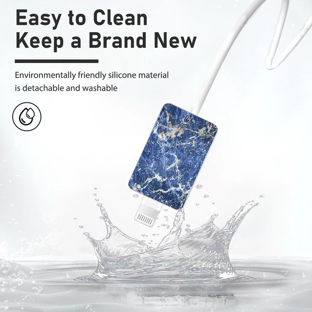 Alt view image 2 of 7 - Cute Luxury Cable Protector for iPhone Type-c, Unique Jade Stone Glossy Marble Pattern 8pcs Soft USB Cable Cord Protector,Charging Cord Protector,Cable Chomper,Cable Sleeve Cord Saver