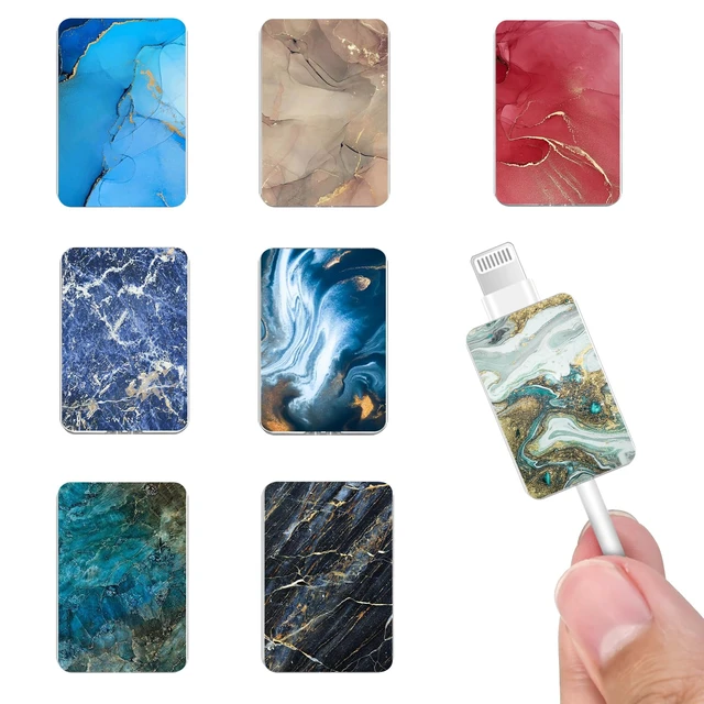 Main image of Cute Luxury Cable Protector for iPhone Type-c, Unique Jade Stone Glossy Marble Pattern 8pcs Soft USB Cable Cord Protector,Charging Cord Protector,Cable Chomper,Cable Sleeve Cord Saver