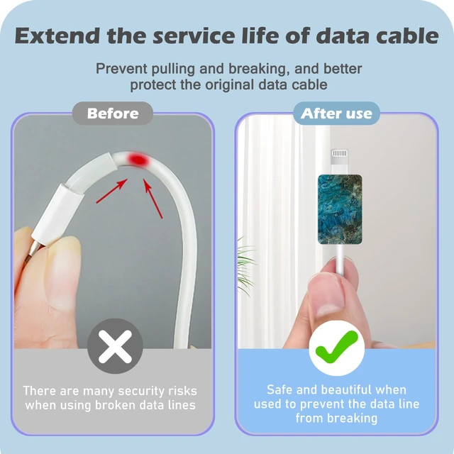 Alt view image 3 of 7 - Cute Luxury Cable Protector for iPhone Type-c, Unique Jade Stone Glossy Marble Pattern 8pcs Soft USB Cable Cord Protector,Charging Cord Protector,Cable Chomper,Cable Sleeve Cord Saver