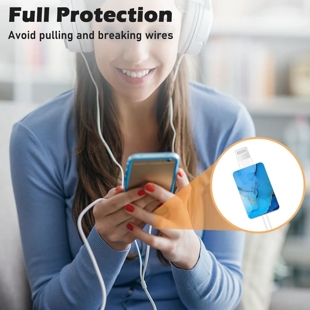 Alt view image 5 of 7 - Cute Luxury Cable Protector for iPhone Type-c, Unique Jade Stone Glossy Marble Pattern 8pcs Soft USB Cable Cord Protector,Charging Cord Protector,Cable Chomper,Cable Sleeve Cord Saver
