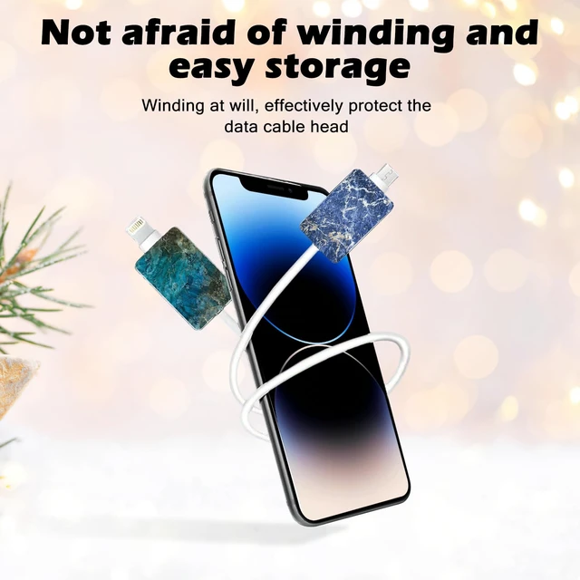 Alt view image 4 of 7 - Cute Luxury Cable Protector for iPhone Type-c, Unique Jade Stone Glossy Marble Pattern 8pcs Soft USB Cable Cord Protector,Charging Cord Protector,Cable Chomper,Cable Sleeve Cord Saver
