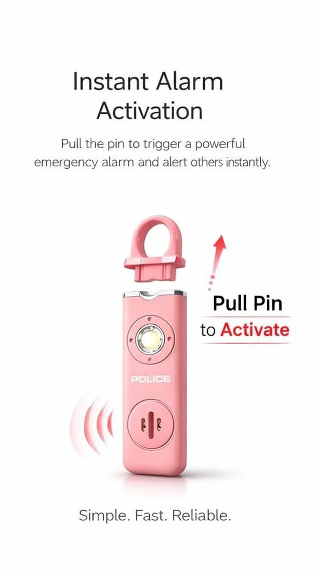 Alt view image 2 of 7 - Personal Safety Alarm 130dB Rechargeable Emergency Self Defense Keychain with LED Flashlight & SOS for Women, Men, Kids & Seniors, Pink