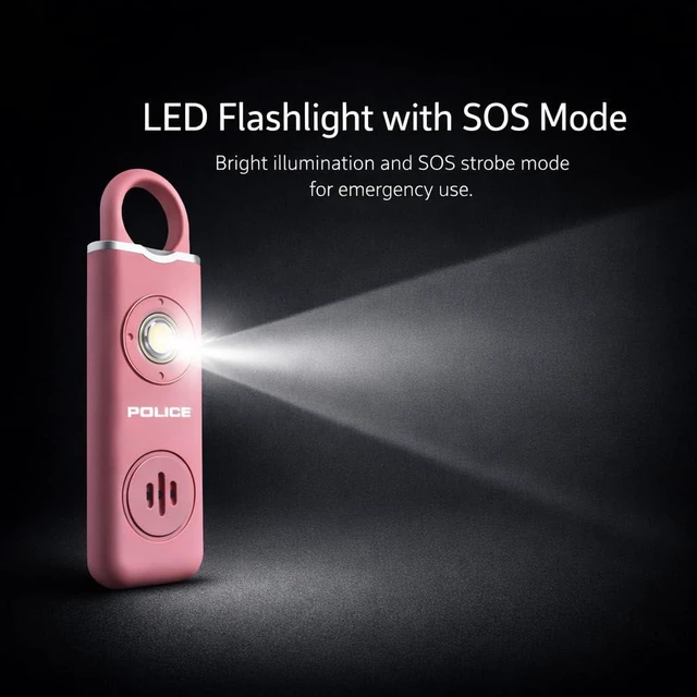 Alt view image 5 of 7 - Personal Safety Alarm 130dB Rechargeable Emergency Self Defense Keychain with LED Flashlight & SOS for Women, Men, Kids & Seniors, Pink