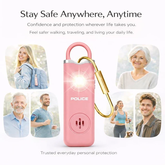 Alt view image 7 of 7 - Personal Safety Alarm 130dB Rechargeable Emergency Self Defense Keychain with LED Flashlight & SOS for Women, Men, Kids & Seniors, Pink