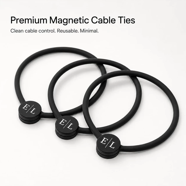 Alt view image 7 of 7 - Premium Magnetic Silicone Cable Ties, 10 Pack, Reusable Cable Organizer Straps with N52 Neodymium Magnets, Food-Grade Silicone Cord Management for Home, Office & Travel, Black, 7.5 Inch