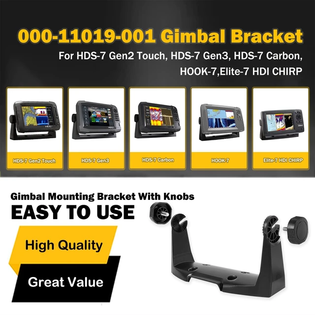 Alt view image 3 of 7 - 000-11019-001 Gimbal Mount Bracket for HDS-7 Gen2 Gen3 Touch and HOOK-7 Fits HDS-7 Gen2 Touch, Gen3, Carbon & HOOK-7; gimbal mounting bracket with knobs for secure marine display positioning