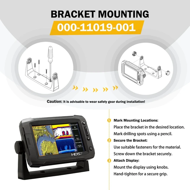 Alt view image 5 of 7 - 000-11019-001 Gimbal Mount Bracket for HDS-7 Gen2 Gen3 Touch and HOOK-7 Fits HDS-7 Gen2 Touch, Gen3, Carbon & HOOK-7; gimbal mounting bracket with knobs for secure marine display positioning