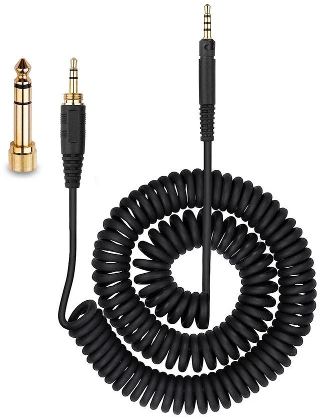 Main image of HD599 Headphone Cable Compatible with Sennheiser HD599, HD598, HD579, HD569, HD558, HD518 Headphone, Coiled Audio Cable with 6.35mm Adapter, 5-10ft
