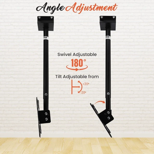 Alt view image 5 of 6 - Adjustable Height TV Ceiling Mount - Swivel and Tilting Vertical VESA Universal Mounting Bracket, Mounts 14 to 42 Inch HDTV, LED, LCD, Plasma, Flat Screen Television Up to 30 KG - PCTVM15
