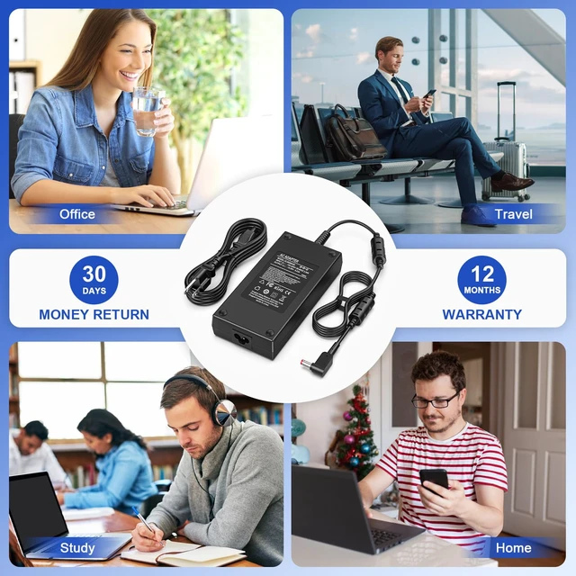 Alt view image 7 of 7 - 180W Laptop Charger for MSI Gaming,Super Fast Charging Power Cord Supply for MSI Gaming Laptop GF63 GF65 Thin GS63 GS65 GF75 GS73 GS75 Stealth, Razer Blade 15, Gigabyte G5 G6, 5.5x2.5mm AC Adapter