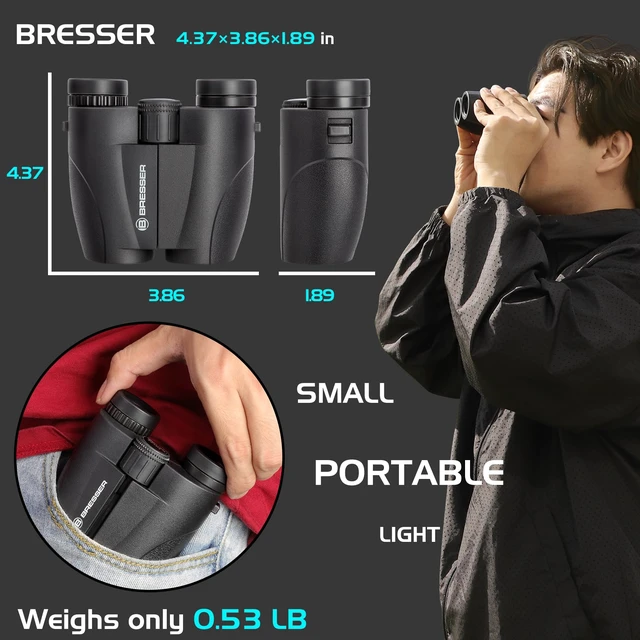 Alt view image 3 of 6 - 10x25 Binoculars for Adults and Kids, Folding Compact Binocular with Weak Light Vision, Lightweight Small Binoculars for Bird Watching, Travel, Concerts, Hunting, Hiking, Black