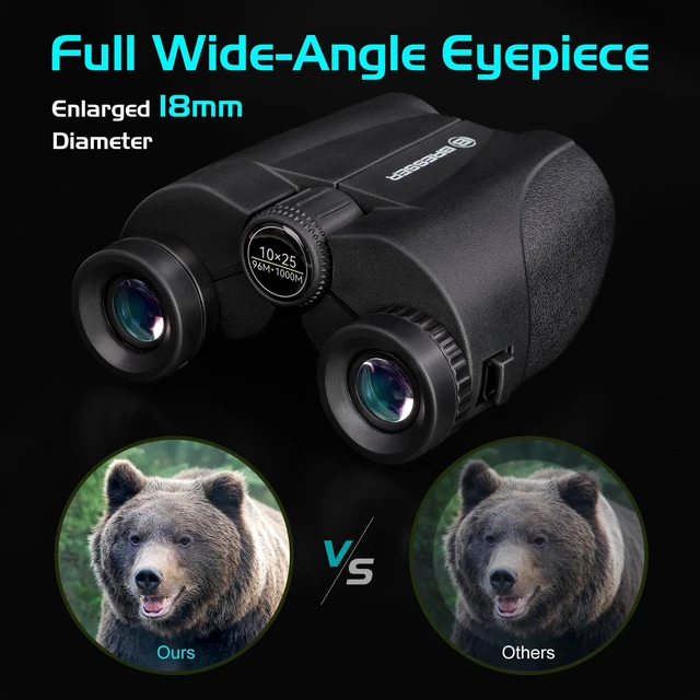 Alt view image 4 of 6 - 10x25 Binoculars for Adults and Kids, Folding Compact Binocular with Weak Light Vision, Lightweight Small Binoculars for Bird Watching, Travel, Concerts, Hunting, Hiking, Black