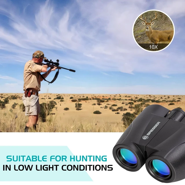 Alt view image 5 of 6 - 10x25 Binoculars for Adults and Kids, Folding Compact Binocular with Weak Light Vision, Lightweight Small Binoculars for Bird Watching, Travel, Concerts, Hunting, Hiking, Black