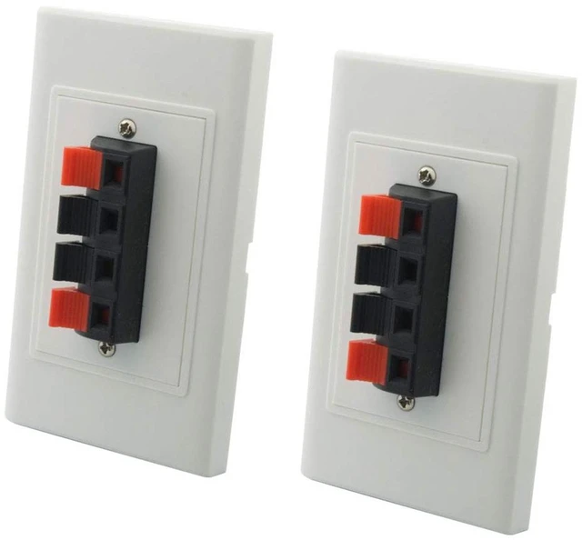 Main image of Speaker Wall Plates with Terminal Block (2Pack, 4 Terminal)
