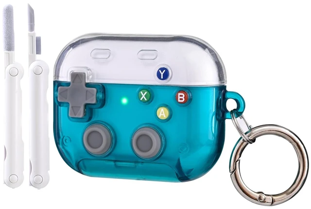 Main image of Compatible with AirPods Pro 3 Case, Retro Game Controller Design with Pressable Color Buttons, Metal Keychain Ring, Cool Portable Protective Cover for Men Women Gamers, Green