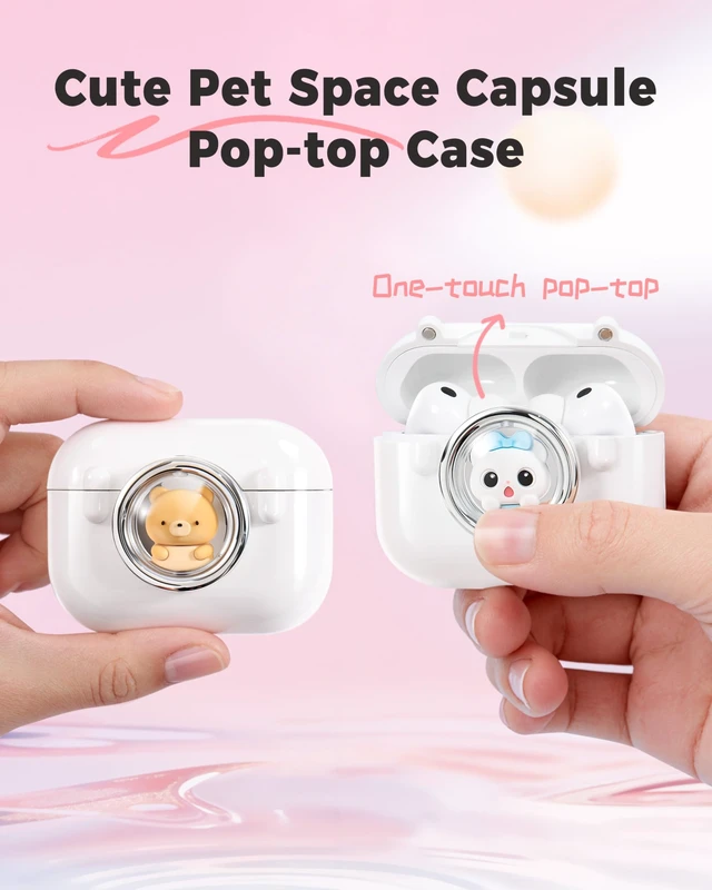 Alt view image 2 of 7 - for AirPods Pro 3 Case, Magnetic Pop-Open 3D Cartoon Protective Cover with Secure Mechanical Lock, One-Click Spring Lid, Shockproof Silicone Armor, MagSafe Compatible, Cute Bear