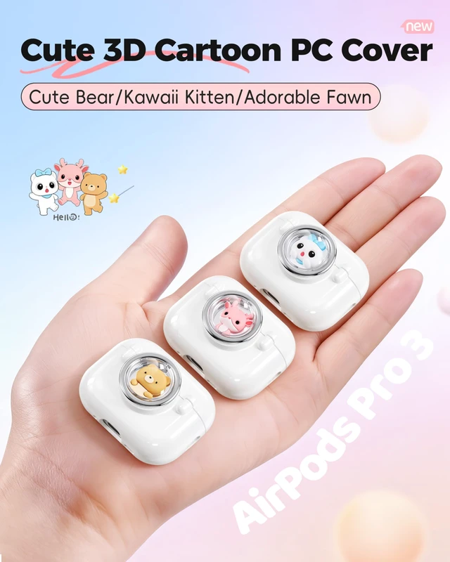 Alt view image 5 of 7 - for AirPods Pro 3 Case, Magnetic Pop-Open 3D Cartoon Protective Cover with Secure Mechanical Lock, One-Click Spring Lid, Shockproof Silicone Armor, MagSafe Compatible, Cute Bear