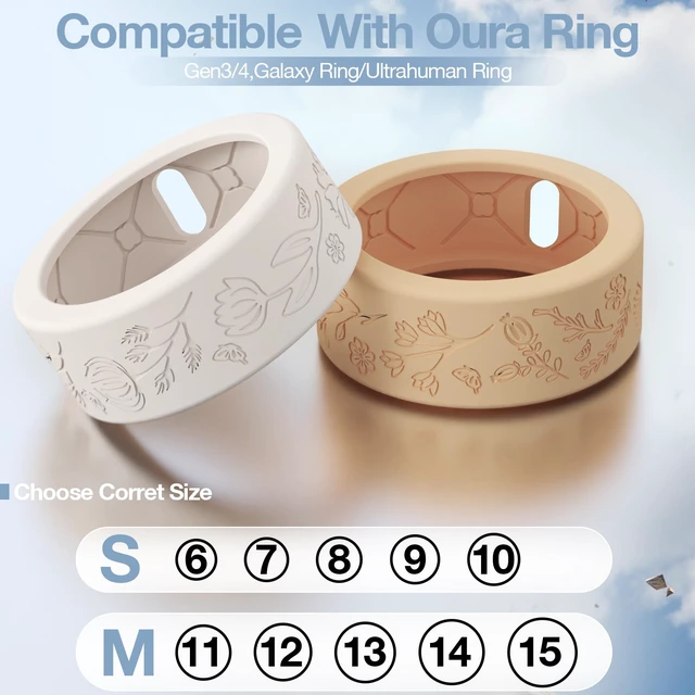 Alt view image 2 of 7 - 10 Pack Floral Engraved Cover for Oura Ring Gen 4/4 Ceramic/3 Horizon/Heritage, Support Charging with Cover on, Anti-Scratch Silicone Oura Ring Case Protector for Working Out, Gym & Daily Use