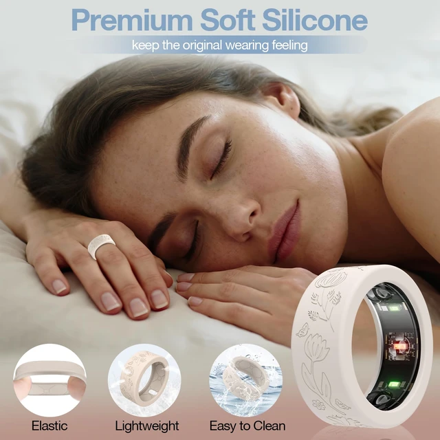 Alt view image 6 of 7 - 10 Pack Floral Engraved Cover for Oura Ring Gen 4/4 Ceramic/3 Horizon/Heritage, Support Charging with Cover on, Anti-Scratch Silicone Oura Ring Case Protector for Working Out, Gym & Daily Use
