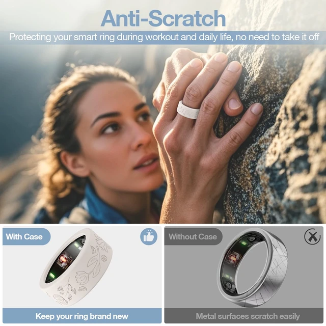 Alt view image 5 of 7 - 10 Pack Floral Engraved Cover for Oura Ring Gen 4/4 Ceramic/3 Horizon/Heritage, Support Charging with Cover on, Anti-Scratch Silicone Oura Ring Case Protector for Working Out, Gym & Daily Use