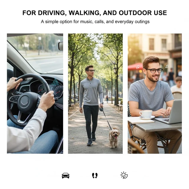 Alt view image 5 of 7 - Smart Bluetooth Glasses,Blue Light Blocking,Hands-Free Calls,Music Voice Assistant,Open-Ear Eyewear for Work,Glasses with Speaker for Men and Women