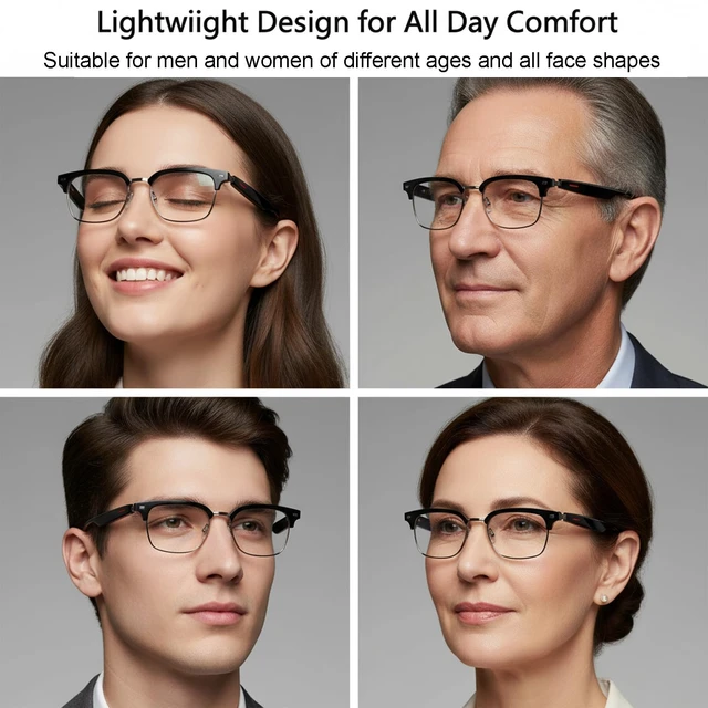 Alt view image 7 of 7 - Smart Bluetooth Glasses,Blue Light Blocking,Hands-Free Calls,Music Voice Assistant,Open-Ear Eyewear for Work,Glasses with Speaker for Men and Women