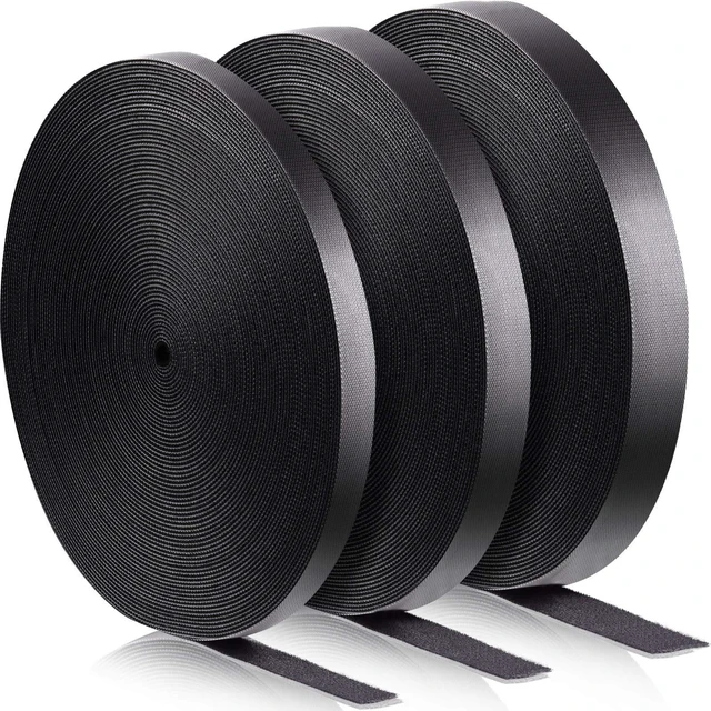 Main image of 30 Yards Hook and Loop Tape, 3 Rolls, 3 Widths 1/2 in 3/4 in 1 in Sturdy Nylon, Self-gripping No Residue, Cut to Any Length, Reusable Cable Ties, Cord Bundling, Garage and Office Organization