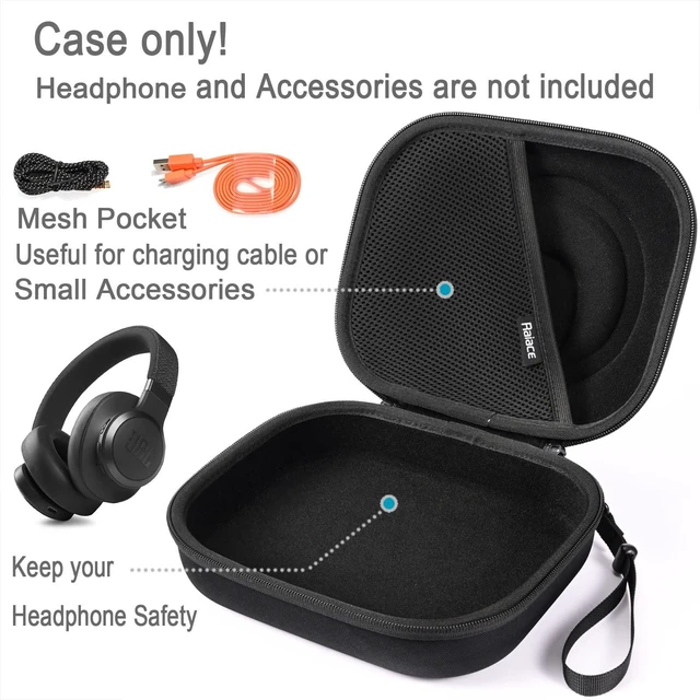 Alt view image 2 of 7 - Hard Travel Case for JBL Tune 710BT /JBL Live 650BTNC/ 400BT / 500BT and JBL Tune 510BT / 500BT / 660 BTNC/Bluetooth Headphone.-Black(Black Lining)