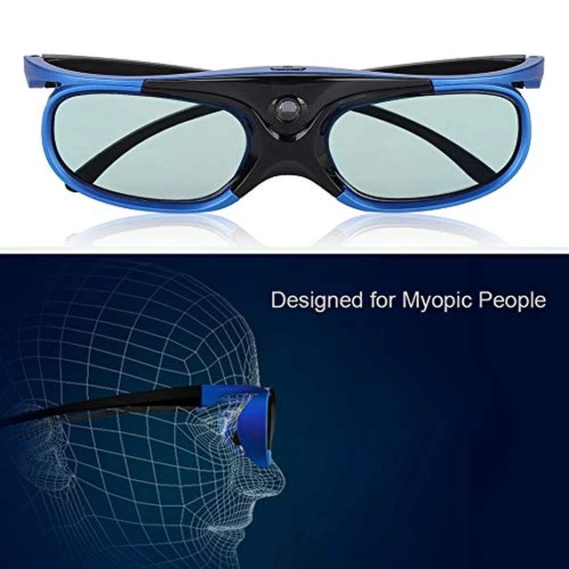 Alt view image 4 of 7 - 3D Glasses, 144Hz DLP-Link Active Shutter Glasses with Rechargeable Battery for 3D Projectors, Goggles for Mainstream DLP Projectors