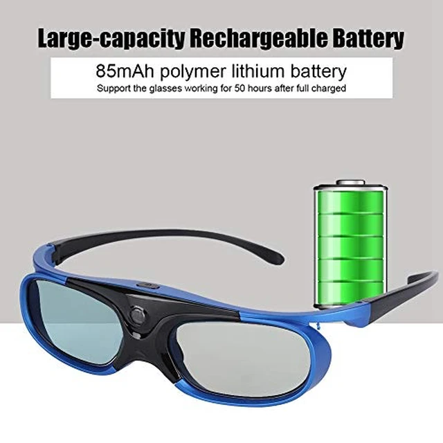 Alt view image 5 of 7 - 3D Glasses, 144Hz DLP-Link Active Shutter Glasses with Rechargeable Battery for 3D Projectors, Goggles for Mainstream DLP Projectors