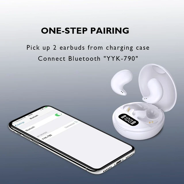 Alt view image 4 of 7 - Sleep Headphones Invisible Wireless Earbuds Bluetooth 5.3 Sleeping Ear Buds with LED Display Charging Case Mini Earphones for Side Sleepers Exercise Workout White