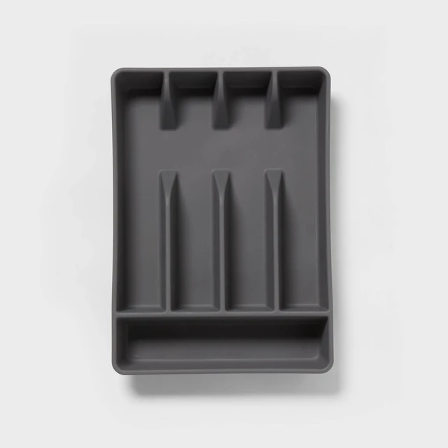 Alt view image 2 of 7 - 5 Compartment Plastic Plastic Drawer Organizer Gray