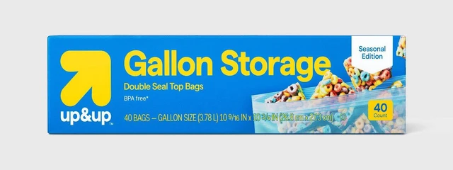 Main image of Back to School - Blue Tinted Gallon Press-to-Close Food Storage Bags - 40ct