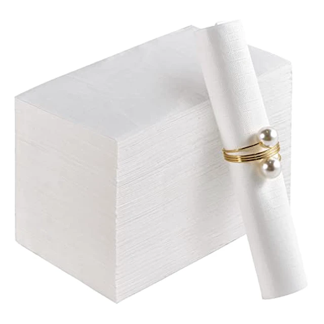 Alt view image 2 of 4 - 100 Paper Napkins Disposable Guest Towels, 3 Ply White Dinner Napkins