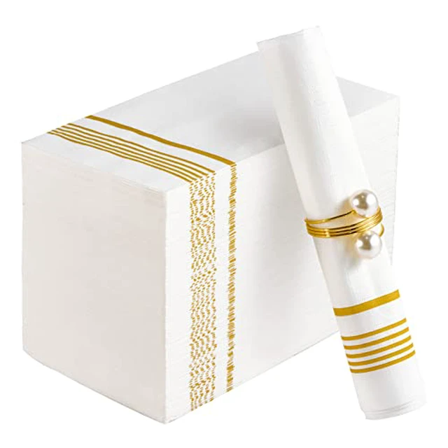 Alt view image 3 of 4 - 100 Paper Napkins Disposable Guest Towels, 3 Ply White Dinner Napkins