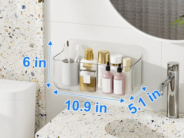 Alt view image 5 of 6 - Wall Mount Organizer, Large Adhesive Wall Self - Bathroom Shelf