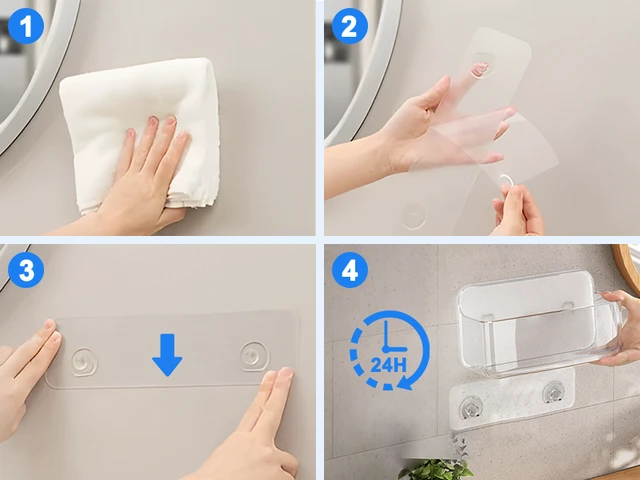 Alt view image 6 of 6 - Wall Mount Organizer, Large Adhesive Wall Self - Bathroom Shelf