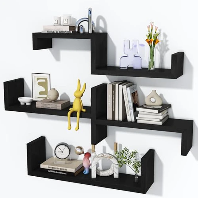 Alt view image 2 of 2 - White Floating Shelves for Wall, Waterproof Solid Wood, Set of 5