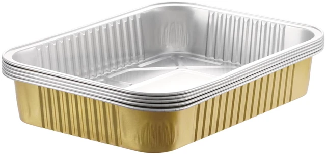 Main image of Foil Pans,Heavy Duty Aluminum Pans, Disposable Gold Foil Pans,40oz | BondOnLum Deep Container for Heating, Baking, Cooking, BBQs, Parties,Storing,Catering (1200ml/40oz 5 Pack)