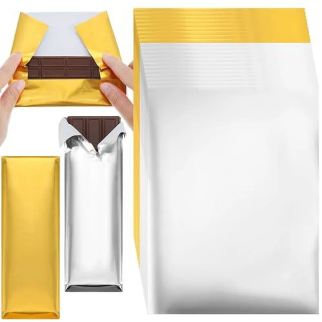 Alt view image 2 of 5 - 200 Pcs Silver Chocolate Bar Wrappers, Aluminum Foil