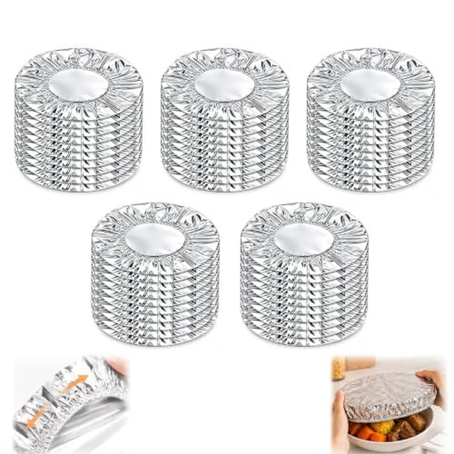 Alt view image 2 of 3 - Foil Food Covers with Elastic Edge, Flexible Food Lids for Bowls, Plates and Containers, Reusable Kitchen Meal Covers for Picnic and Daily Use (20cm, 50pcs)