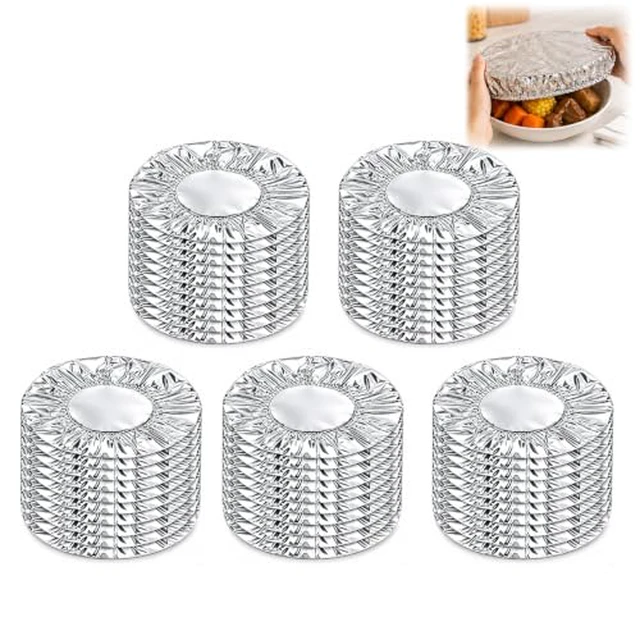 Alt view image 3 of 3 - Foil Food Covers with Elastic Edge, Flexible Food Lids for Bowls, Plates and Containers, Reusable Kitchen Meal Covers for Picnic and Daily Use (20cm, 50pcs)