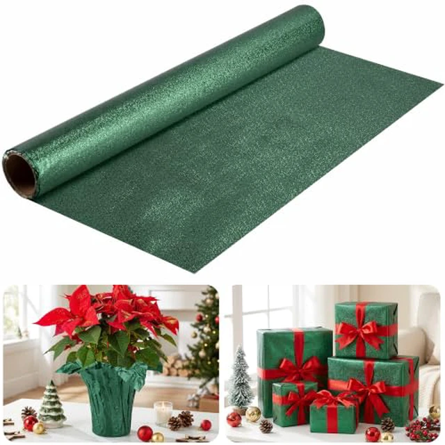 Alt view image 3 of 5 - 10 Yard Christmas Plant Pot Floral Foil, Florals Foils Wrapping Paper
