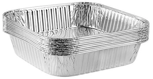 Alt view image 2 of 2 - Disposable 8'' X 8'' X 2'' Inch Square Aluminum Tin Foil Baking Pans Bakeware - Cookware Perfect for Baking Cakes, Breads, Brownies, Bread, Meatloaf, Lasagna, Pack of 10